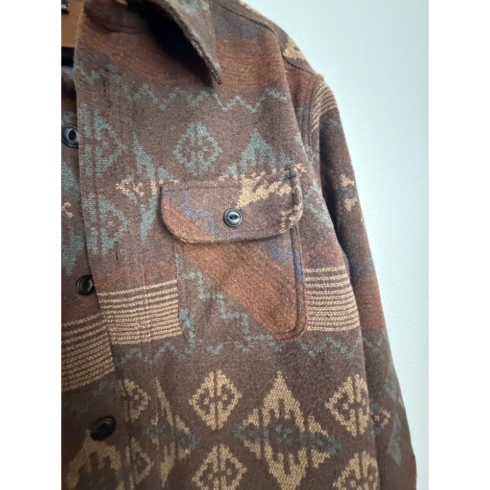 Jachs New York Mens Wool Blend Southwestern Shirt Jacket Brown Geometric Large - Picture 7 of 10